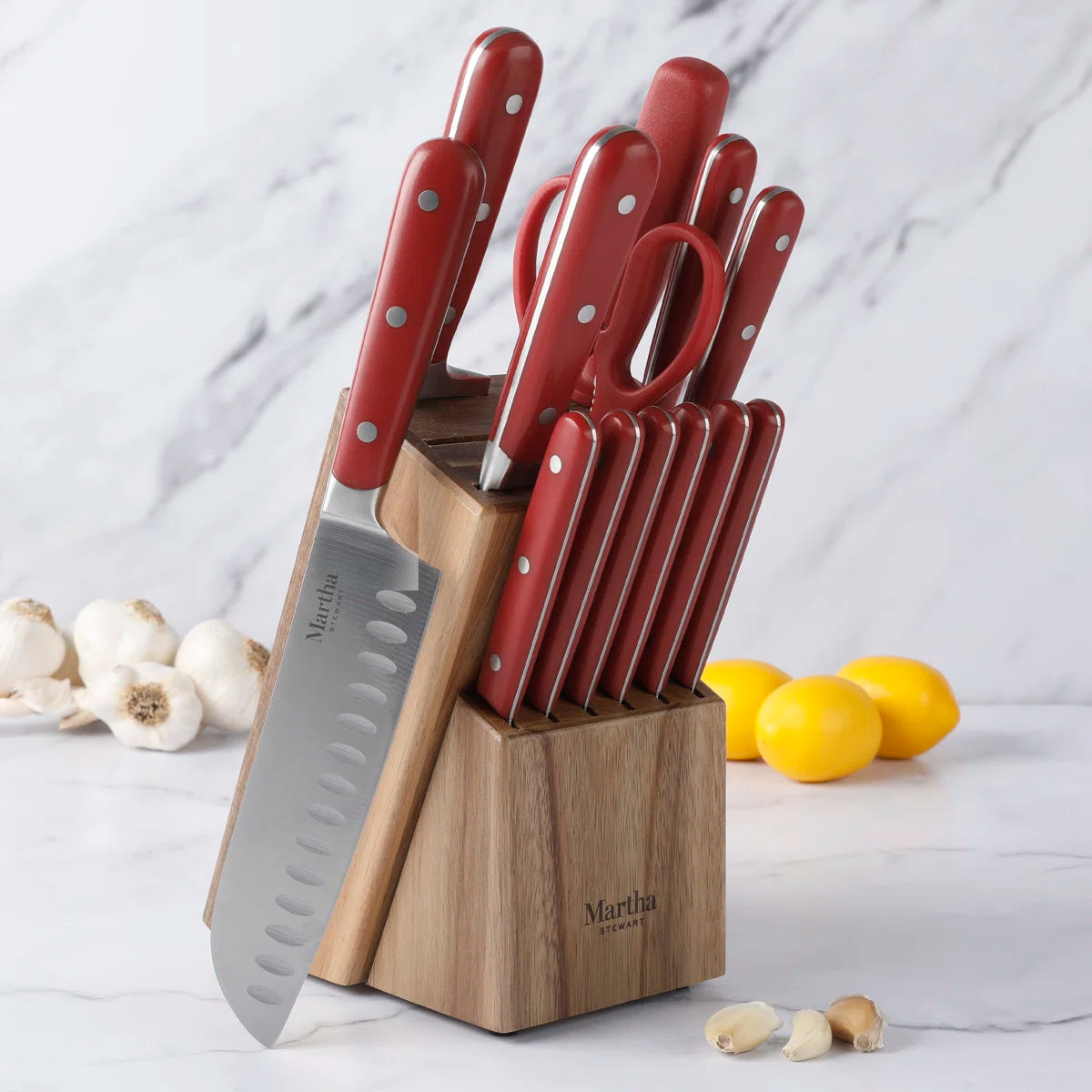 14 Piece Red Knife Block Set