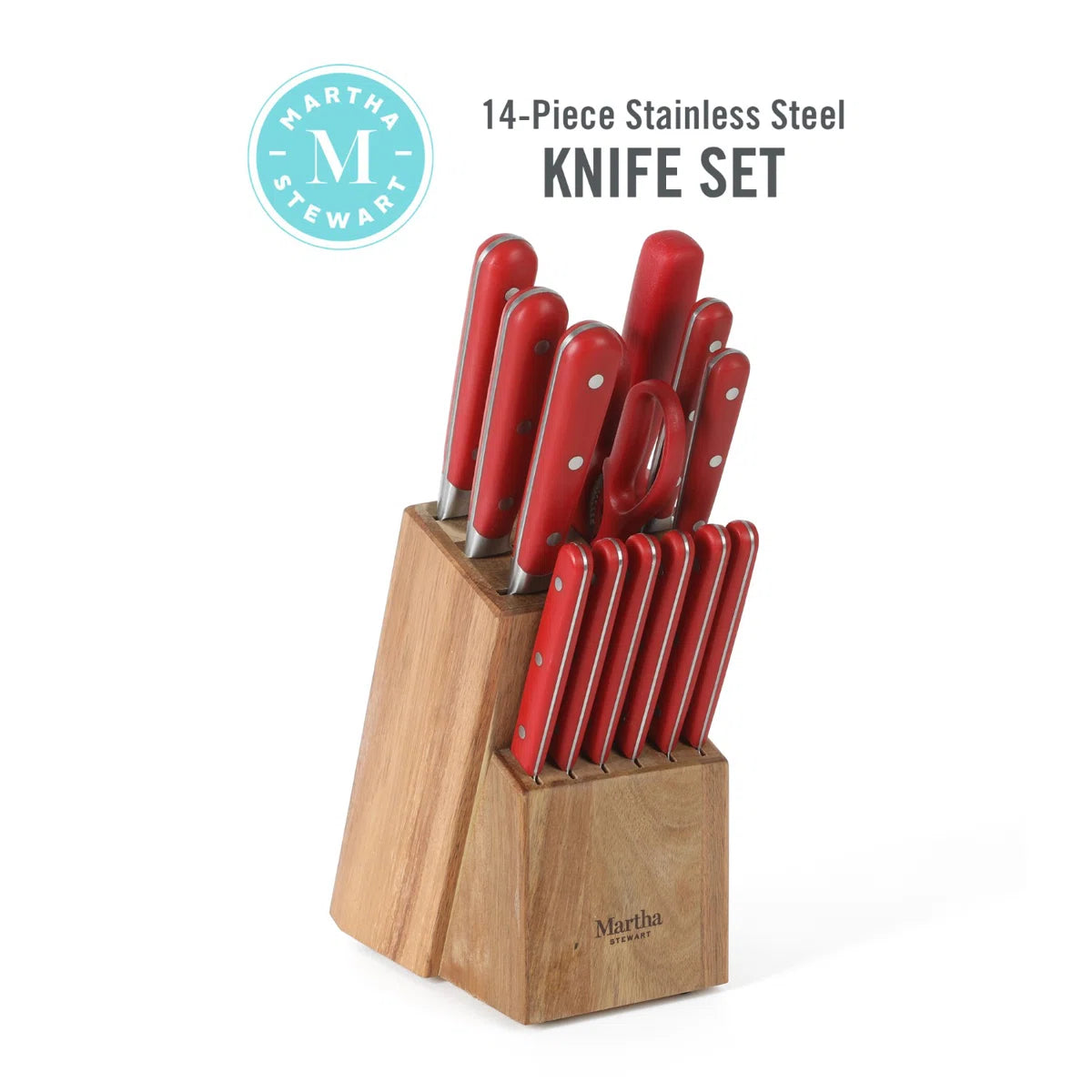 14 Piece Red Knife Block Set