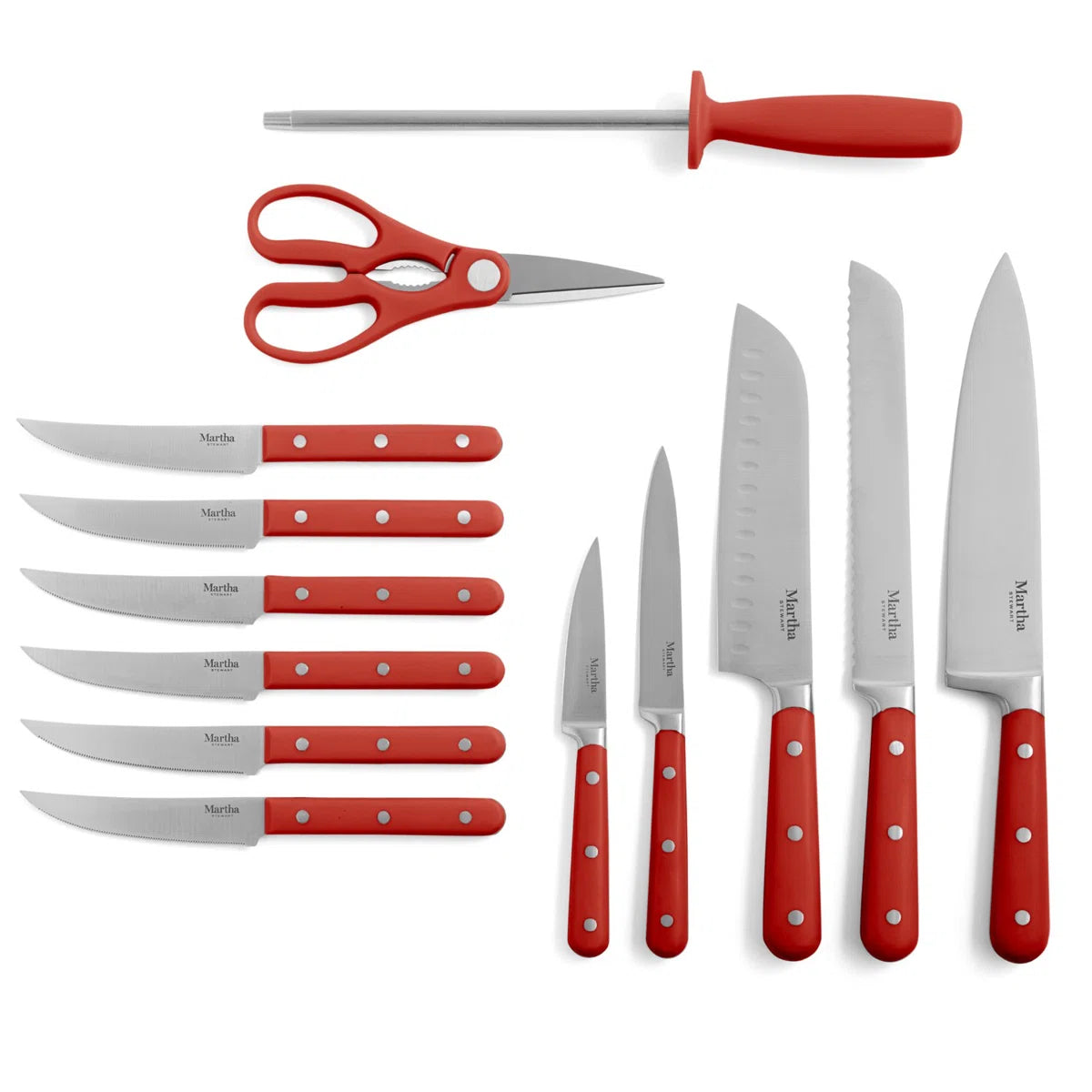 14 Piece Red Knife Block Set