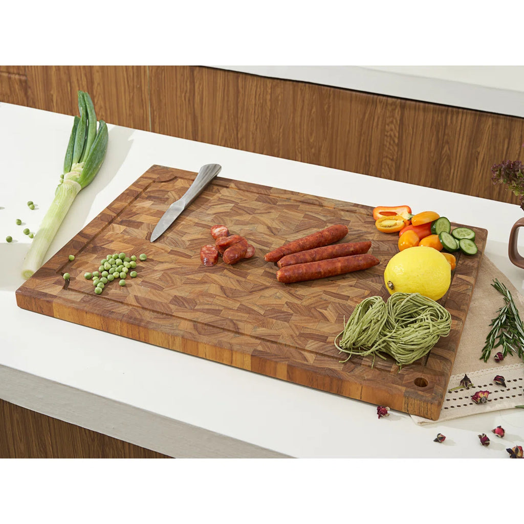 Rectangular Teak Cutting Board with Juice Groove