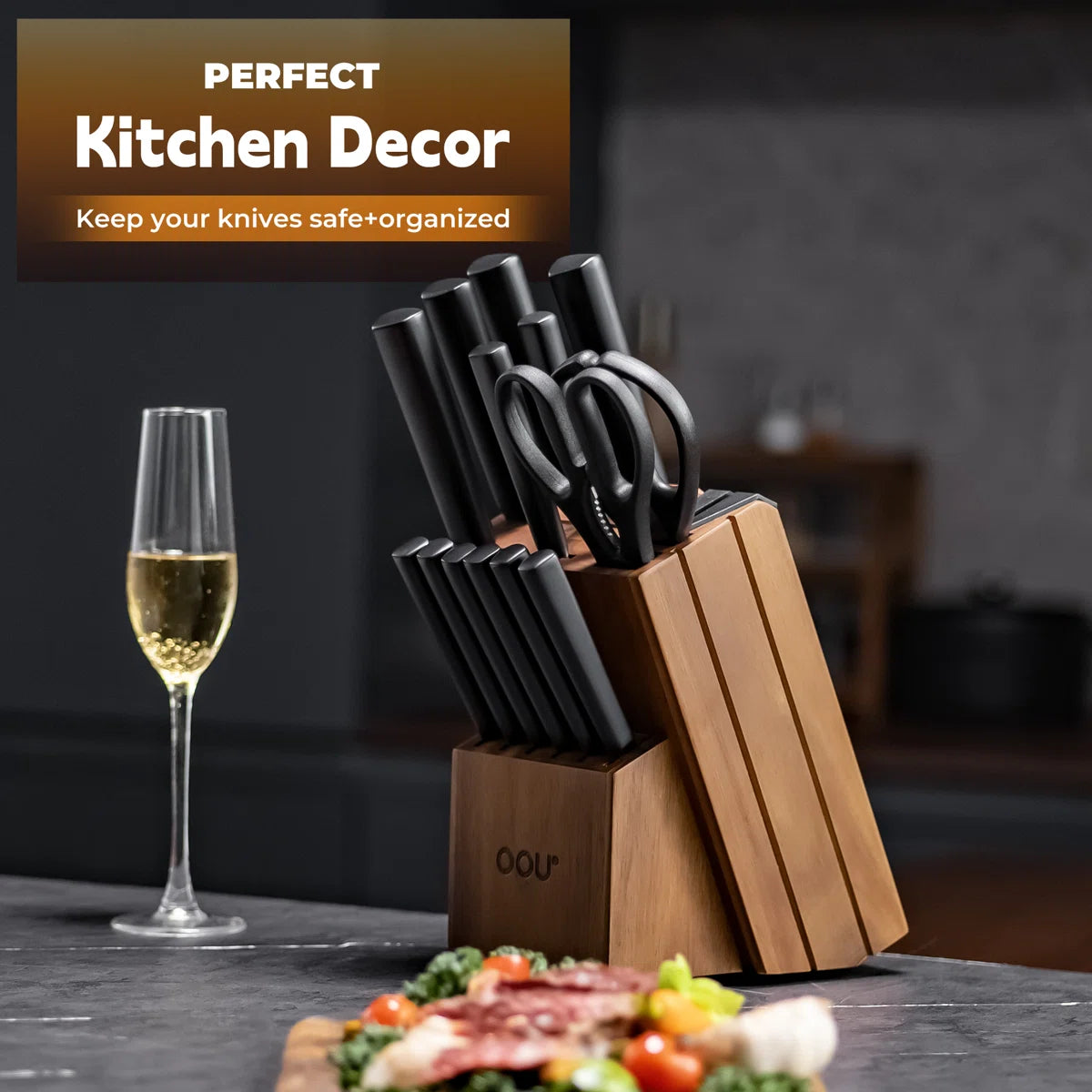 OOU Kitchen Knife Set - 15-Piece High Carbon
