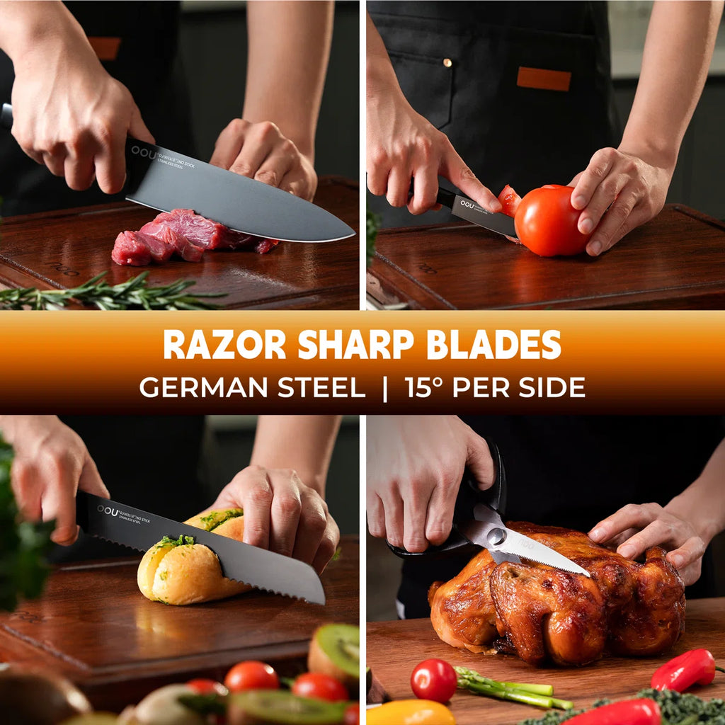 OOU Kitchen Knife Set - 15-Piece High Carbon
